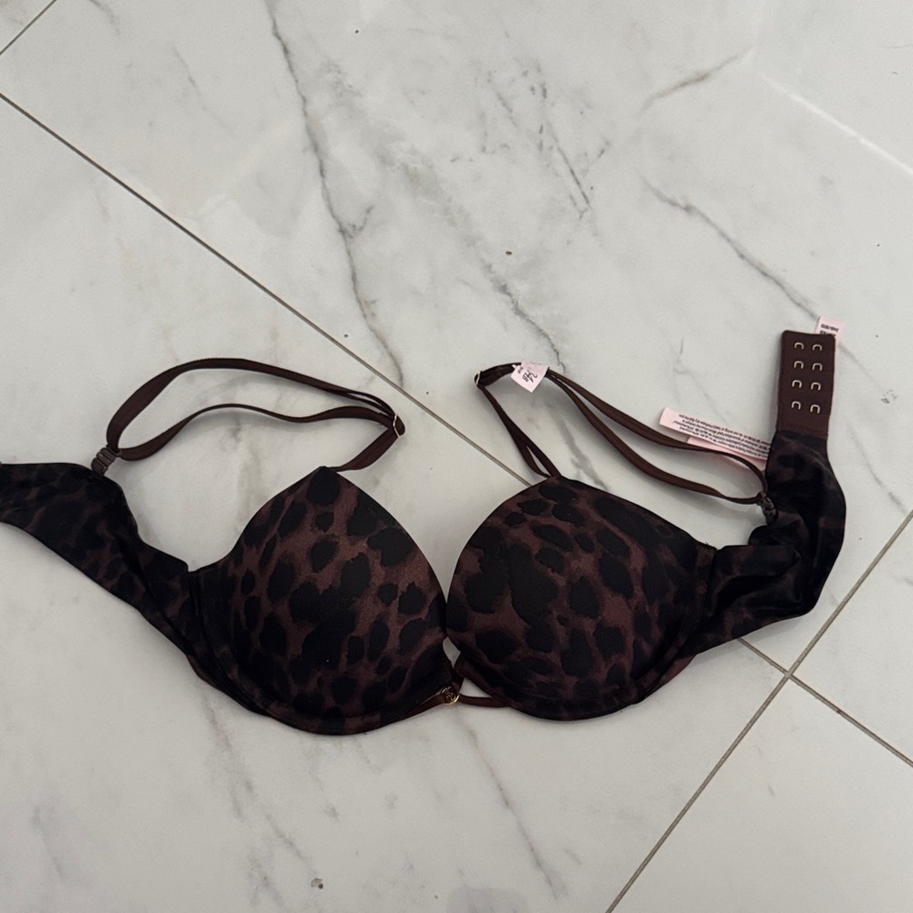 Victoria's Secret Leopard Print Bra - Brown & Black